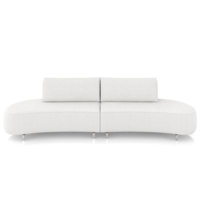 Sofá 4 Lugares Para Sala Living Orgânico Pés Metálicos 260cm Shui P08 Bouclê Branco - Lyam Decor