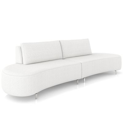 Sofá 4 Lugares Para Sala Living Orgânico Pés Metálicos 260cm Shui P08 Bouclê Branco - Lyam Decor