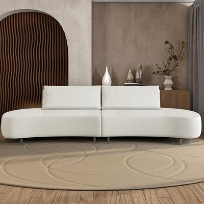Sofá 4 Lugares Para Sala Living Orgânico Pés Metálicos 260cm Shui P08 Bouclê Branco - Lyam Decor