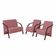 Conjunto Poltronas Vênus Braço Madeira Suede Rosa.