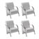Kit 4 Poltronas 1 Lugar Braço Aluminio Sintético Branco