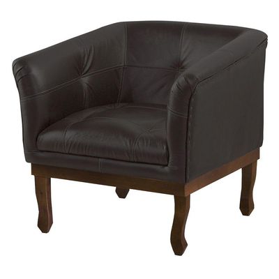 Poltrona Decorativa Noah Couro Marrom Fosco