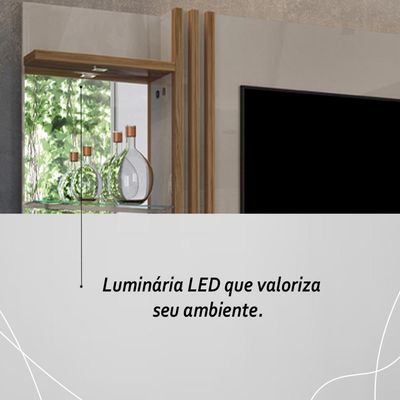 Estante Home Theater 2 Portas Com Espelho Led Frizz Plus - Fendi-naturale