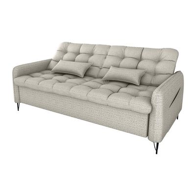 Sofá Cama Luxo 3 Lugares Casal Confortável Com Almofadas 2,00 Larg Pillar Matrix Linho Cinza