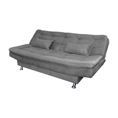 Sofá Cama 3 Lugares Com Pillow Reclinável 190 Larg Salomé Matrix Suede Cinza