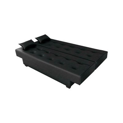Sofá Cama 3 Lugares Casal Reclinável 190 Larg Laila Matrix Sintetico Preto