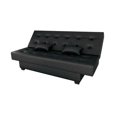 Sofá Cama 3 Lugares Casal Reclinável 190 Larg Laila Matrix Sintetico Preto