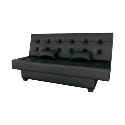 Sofá Cama 3 Lugares Casal Reclinável 190 Larg Laila Matrix Sintetico Preto