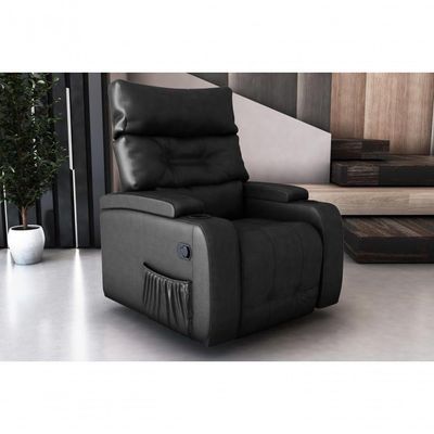 Poltrona Do Papai Reclinável E Giratória Luxo Premium Commander Matrix Sintetico Preto