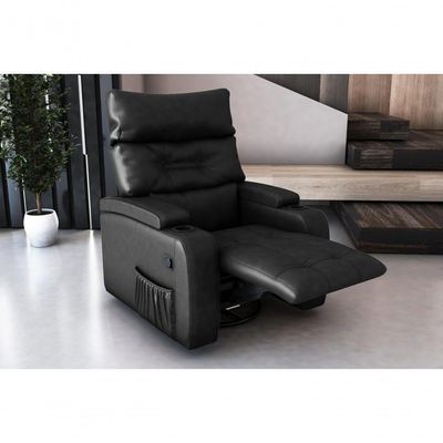 Poltrona Do Papai Reclinável E Giratória Luxo Premium Commander Matrix Sintetico Preto