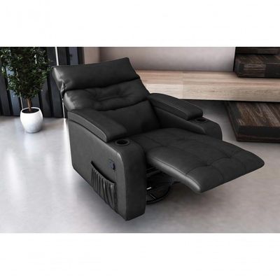 Poltrona Do Papai Reclinável E Giratória Luxo Premium Commander Matrix Sintetico Preto