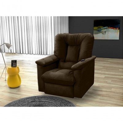 Poltrona Do Papai Eletrica Super Luxo Com Controle Remoto Porshe Matrix Veludo Marrom