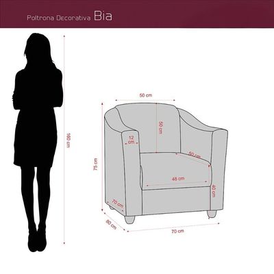 Poltrona Decorativa Confortável Para Descanço Bia Matrix Sintetico Marrom