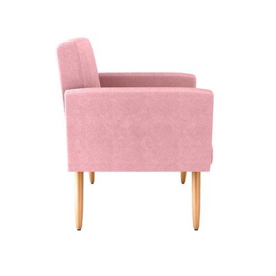 Kit 2 Poltronas Decorativas E Puff Decorativo Pés Palito Dallas Matrix Veludo Turkey Rosa