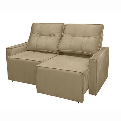Sofá Retrátil Reclinável 2 Lugares Para Sala Suede ávila Bege