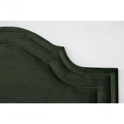 Cabeceira King Luxo 193x60 Veludo Verde Tachas Fumê