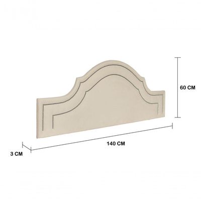 Cabeceira Casal Luxo 140x60 Suede Off White Tachas Prata