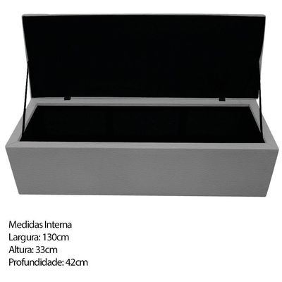 Kit Cabeceira Calçadeira Baú Estofada 140cm Casal Cinza