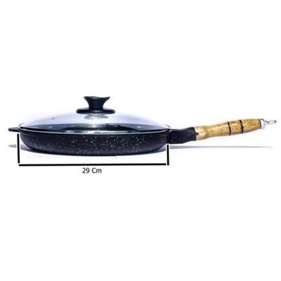 Frigideira Marmorizada Antiaderente 28cm Com Tampa De Vidro - Grill Oriental