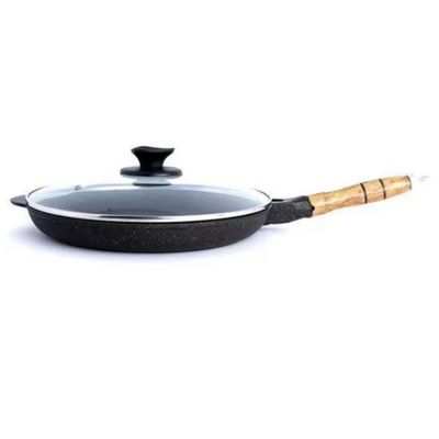 Frigideira Marmorizada Antiaderente 28cm Com Tampa De Vidro - Grill Oriental