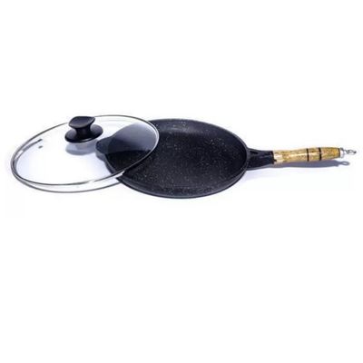 Frigideira Marmorizada Antiaderente 28cm Com Tampa De Vidro - Grill Oriental