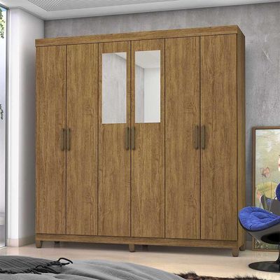 Guarda Roupa R22 6 Portas 2 Gavetas Espelho Carioca Móveis Cinamomo