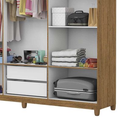 Guarda Roupa R22 6 Portas 2 Gavetas Espelho Carioca Móveis Cinamomo