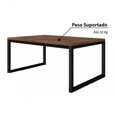 Mesa Centro Sala Pés De Ferro Industrial 80x40 Tampo Mdf Amadeirado Rubi
