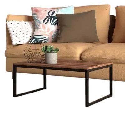 Mesa Centro Sala Pés De Ferro Industrial 80x40 Tampo Mdf Amadeirado Rubi