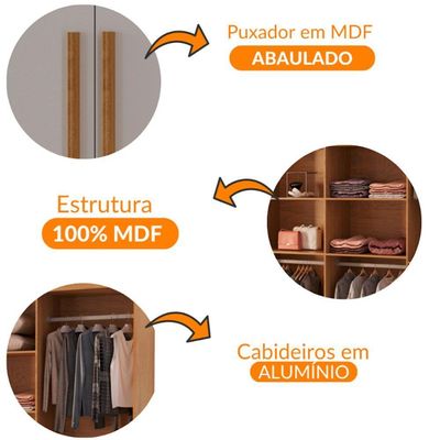 Guarda Roupa Casal Heros Com 8 Portas E 4 Gavetas Moderna Naturalle/off White