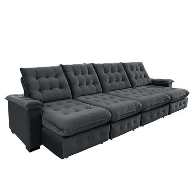 Sofá Coliseu 4.00m Retrátil E Reclinável Super Pillow Chumbo