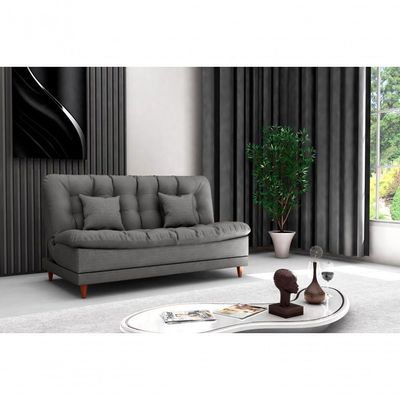 Sofá Cama 3 Lugares Casal Confortável 1,85 Larg Duda Matrix Linho Chumbo