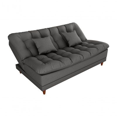 Sofá Cama 3 Lugares Casal Confortável 1,85 Larg Duda Matrix Linho Chumbo