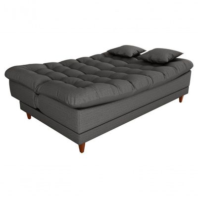 Sofá Cama 3 Lugares Casal Confortável 1,85 Larg Duda Matrix Linho Chumbo