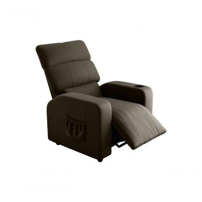 Poltrona Do Papai Reclinável Com Porta Copos Pulse Matrix Veludo Turkey Marrom