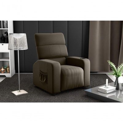 Poltrona Do Papai Reclinável Com Porta Copos Pulse Matrix Veludo Turkey Marrom