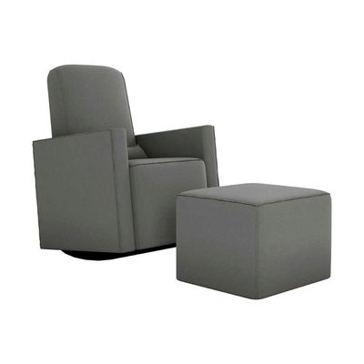 Poltrona De Amamentação Com Balaço E Puff Premium Annecy Matrix Suede Cinza