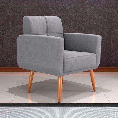 Poltrona Cadeira Para Descanço Acabamento Premium Havana Matrix Boucle Cinza