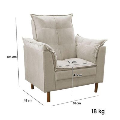 Poltrona De Amamentação Quarto De Bebê Com Puff Melina Suede Bege