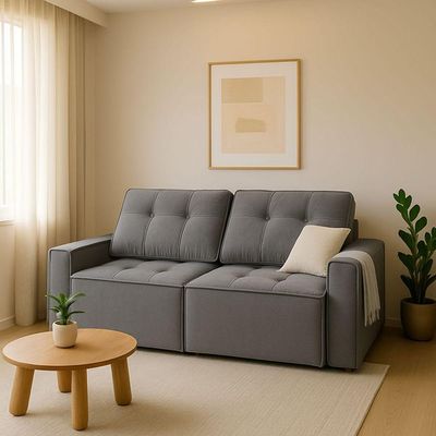 Sofá Retrátil Reclinável 2 Lugares Para Sala Suede ávila Cinza