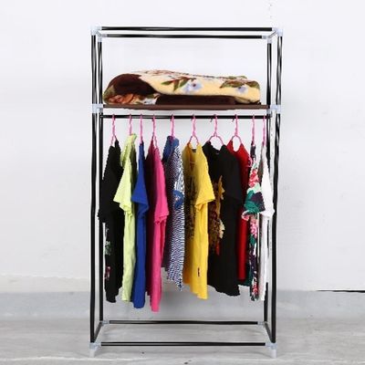 Guarda Roupa Aramario Ziper Portatil Organizador Cabideiro Arara Prateleira Sapateira Praia Marrom