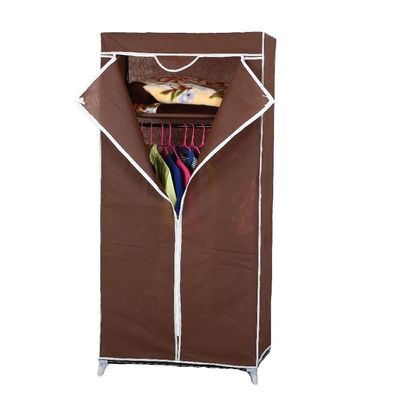 Guarda Roupa Aramario Ziper Portatil Organizador Cabideiro Arara Prateleira Sapateira Praia Marrom