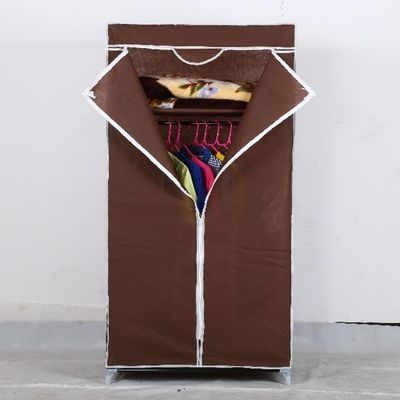 Guarda Roupa Aramario Ziper Portatil Organizador Cabideiro Arara Prateleira Sapateira Praia Marrom
