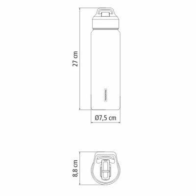 Garrafa Térmica Tramontina 650ml Lilás com Canudo Squeeze Aço Parede Dupla Gelado