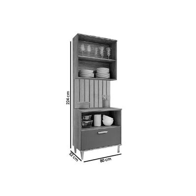 Cozinha Completa 2 Peças Bella 3 Peças Sem Portas 1 Aéreo 1 Balcão 1 Painel Ripado 80cm Freijó