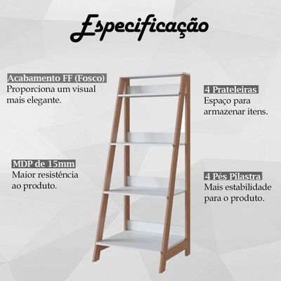 Estante Multiuso 4 Prateleiras B81 Branco Montana Novam Branco Montana