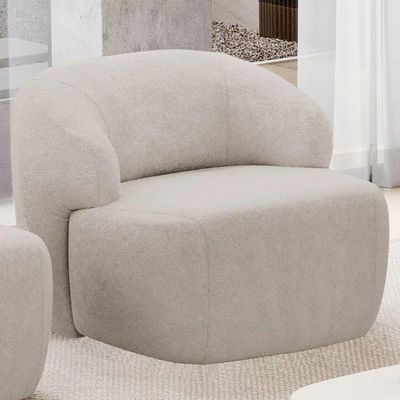 Kit 02 Poltronas Decorativa Fixa Orgânica Para Sala Living Barolo L06 Bouclê Bege - Gtdnexxus Bege
