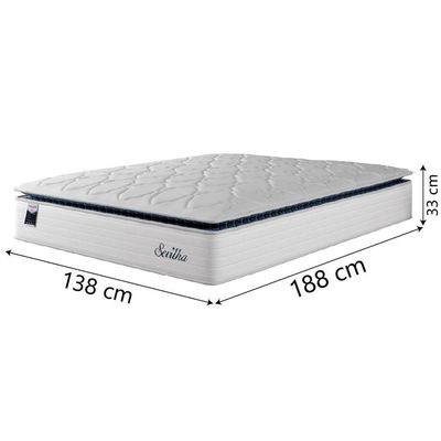 Cama Box Baú Casal Colchão Molas Ensacadas Com Pillow Sevilha 138x188x74cm Branco/cinza Hellen