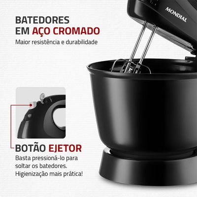 Batedeira Mondial Prática Preta B-44-B 110