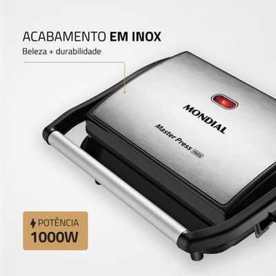 Press Grill Master Press Mondial Preto e Inox 1000W PG-01 220